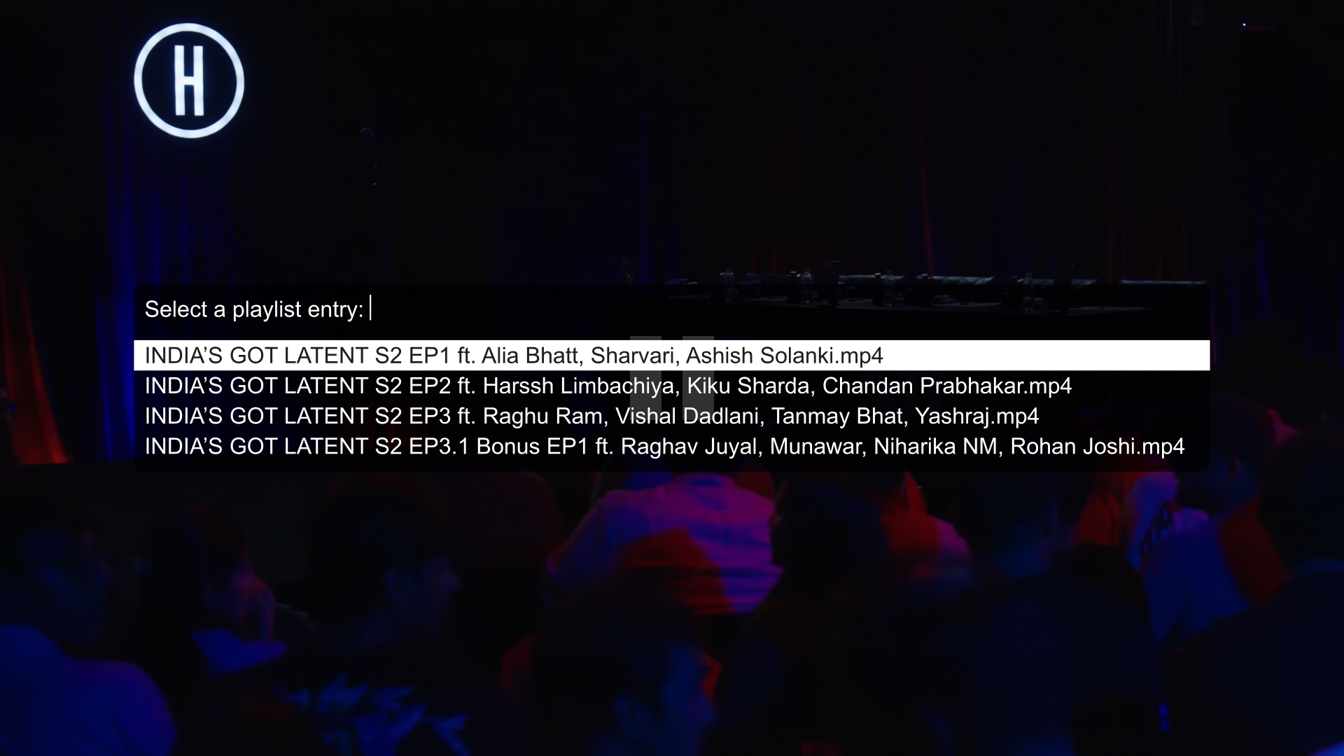 Interactive Playlist Menu Sorted in Ascending Order