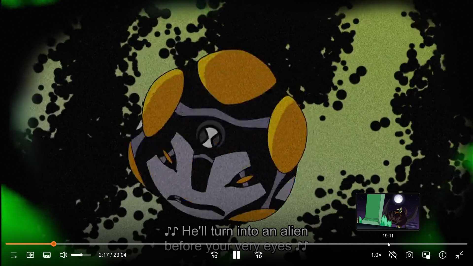 ModernZ OSC interface with hover preview thumbnails and subtitle rendering